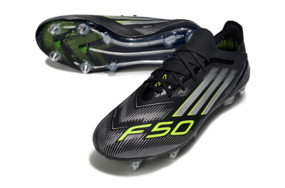 Adidas F50 Elite SG Soft Ground Soccer Cleats - Black/Silver/Yellow