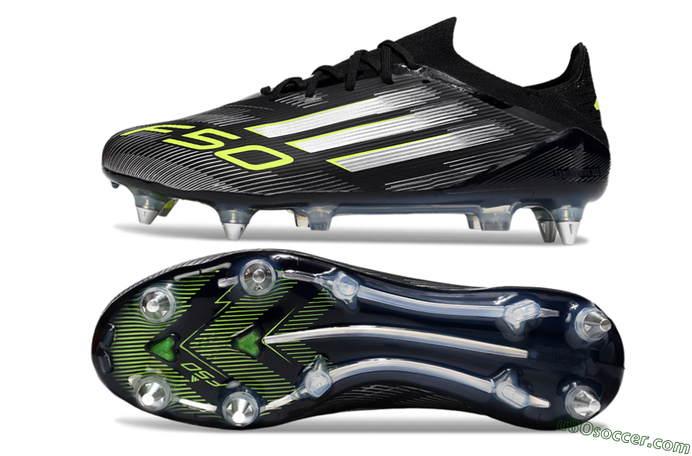 Adidas F50 Elite SG Soft Ground Soccer Cleats - Black/Silver/Yellow 0