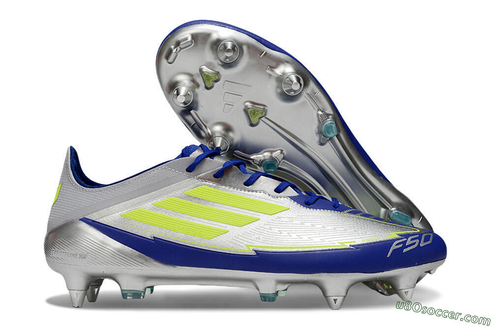 Adidas F50 Elite SG Soft Ground Soccer Cleats - Silver/Yellow/Blue 1