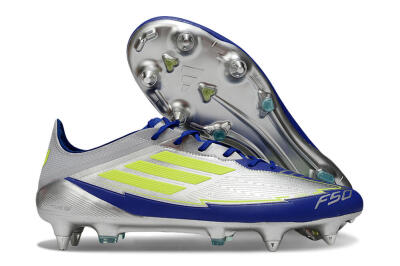 Adidas F50 Elite SG Soft Ground Soccer Cleats - Silver/Yellow/Blue