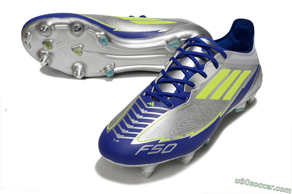 Adidas F50 Elite SG Soft Ground Soccer Cleats - Silver/Yellow/Blue 3