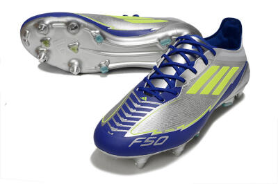 Adidas F50 Elite SG Soft Ground Soccer Cleats - Silver/Yellow/Blue