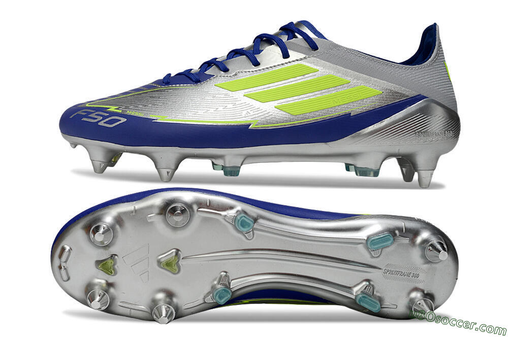 Adidas F50 Elite SG Soft Ground Soccer Cleats - Silver/Yellow/Blue 0