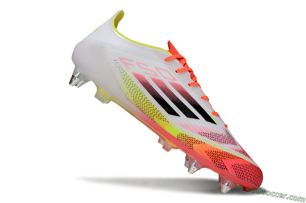 Adidas F50 Elite SG Soft Ground Soccer Cleats - White/Red/Yellow 4