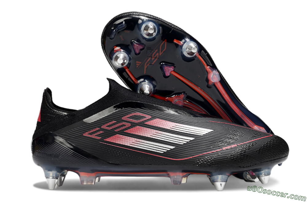 Adidas F50 Elite Laceless SG Soft Ground Soccer Cleats - Black/Silver/Red 1