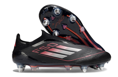 Adidas F50 Elite Laceless SG Soft Ground Soccer Cleats - Black/Silver/Red