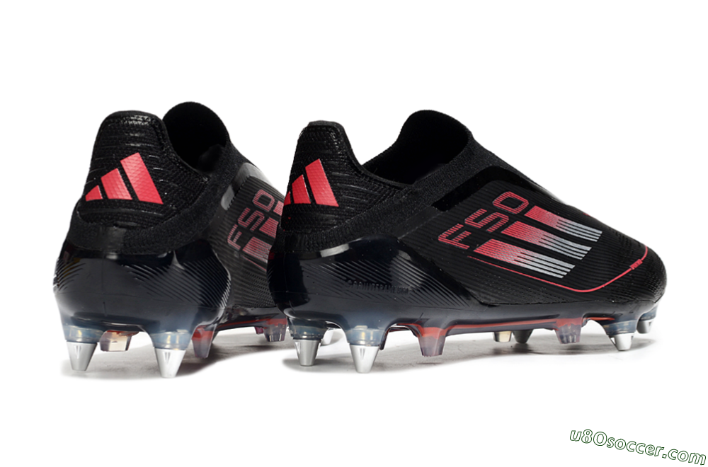 Adidas F50 Elite Laceless SG Soft Ground Soccer Cleats - Black/Silver/Red 5