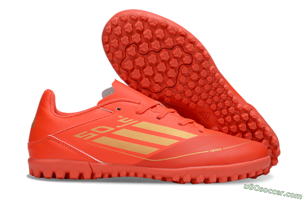 Adidas F50 Club TF Artificial Turf Soccer Shoes - Red/Gold 1