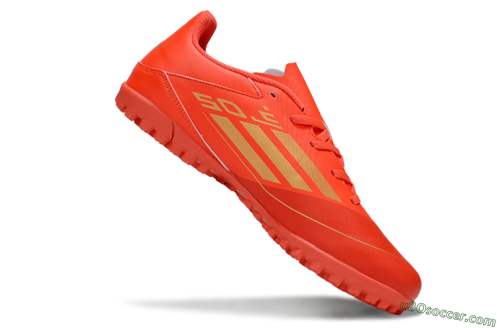 Adidas F50 Club TF Artificial Turf Soccer Shoes - Red/Gold 4
