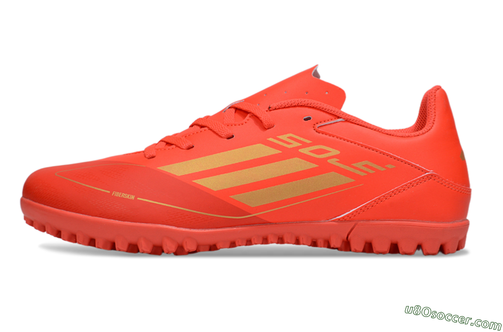 Adidas F50 Club TF Artificial Turf Soccer Shoes - Red/Gold 2
