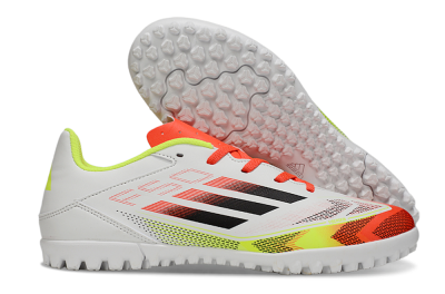 Adidas F50 Club TF Artificial Turf Soccer Shoes - White/Red/Yellow
