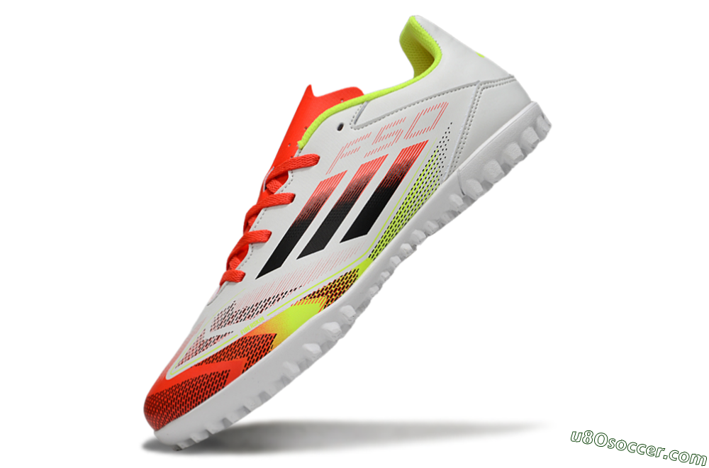 Adidas F50 Club TF Artificial Turf Soccer Shoes - White/Red/Yellow 5