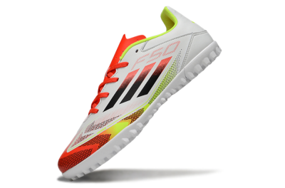 Adidas F50 Club TF Artificial Turf Soccer Shoes - White/Red/Yellow