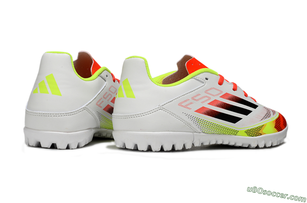 Adidas F50 Club TF Artificial Turf Soccer Shoes - White/Red/Yellow 6