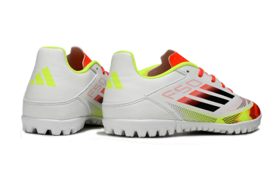 Adidas F50 Club TF Artificial Turf Soccer Shoes - White/Red/Yellow