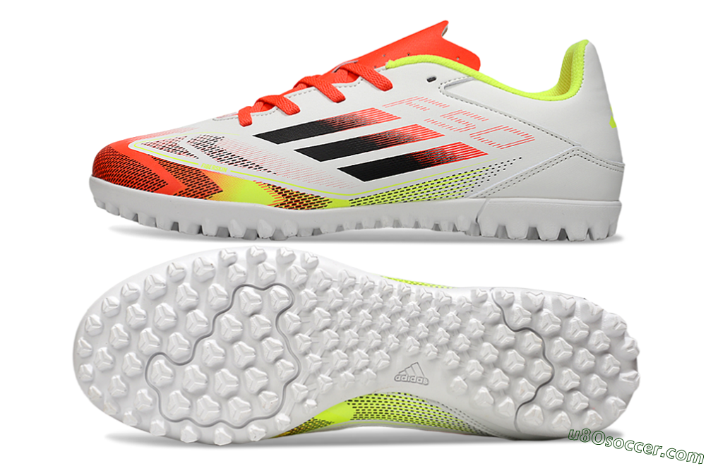 Adidas F50 Club TF Artificial Turf Soccer Shoes - White/Red/Yellow 0