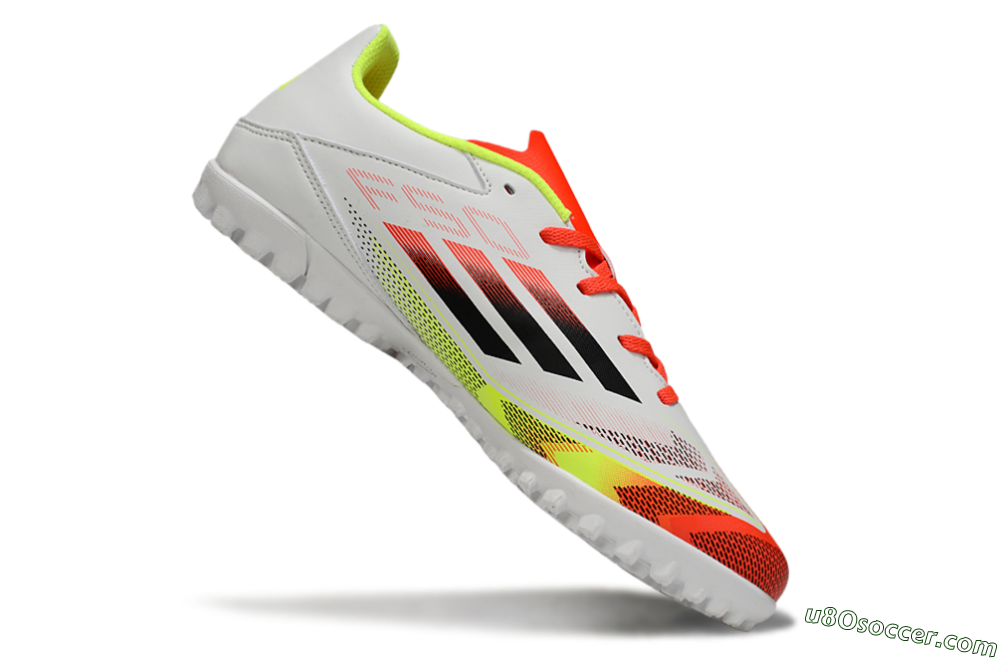 Adidas F50 Club TF Artificial Turf Soccer Shoes - White/Red/Yellow 4