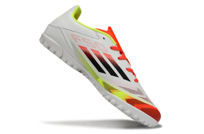 Adidas F50 Club TF Artificial Turf Soccer Shoes - White/Red/Yellow