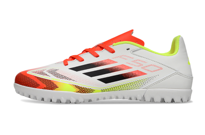 Adidas F50 Club TF Artificial Turf Soccer Shoes - White/Red/Yellow