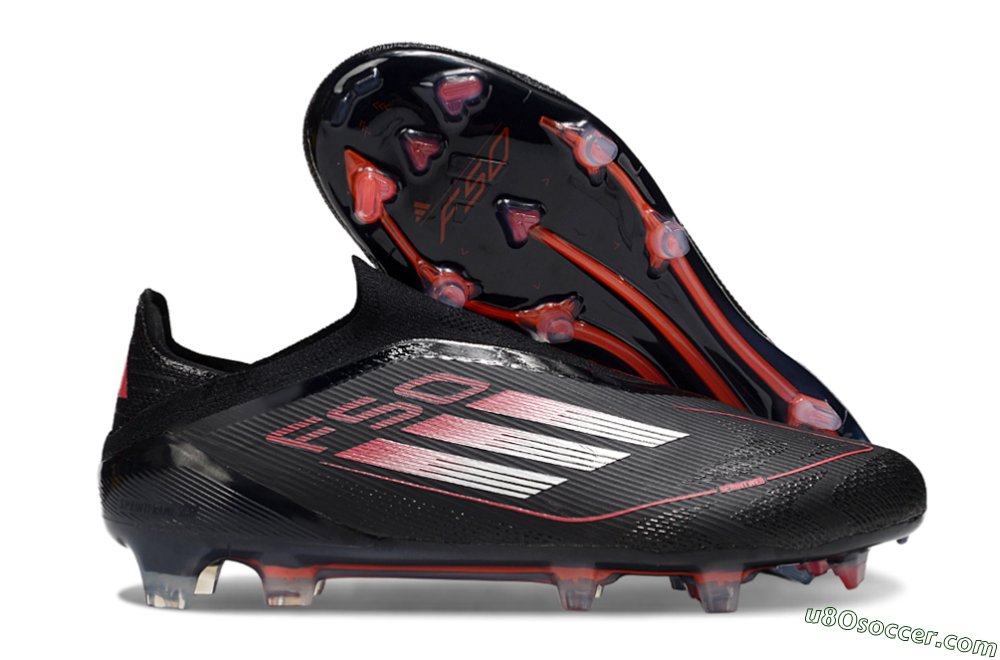 Adidas F50 Elite Laceless FG Firm Ground Soccer Cleats - Black/Silver/Red 1