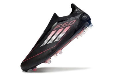 Adidas F50 Elite Laceless FG Firm Ground Soccer Cleats - Black/Silver/Red