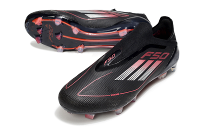 Adidas F50 Elite Laceless FG Firm Ground Soccer Cleats - Black/Silver/Red