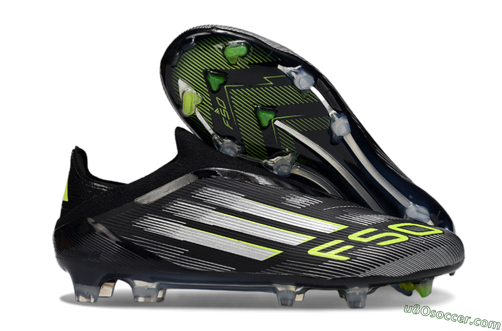 Adidas F50 Elite Laceless FG Firm Ground Soccer Cleats - Black/Silver/Yellow 1