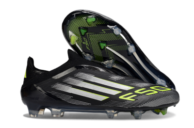 Adidas F50 Elite Laceless FG Firm Ground Soccer Cleats - Black/Silver/Yellow