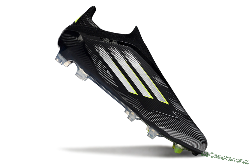 Adidas F50 Elite Laceless FG Firm Ground Soccer Cleats - Black/Silver/Yellow 4