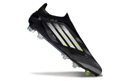 Adidas F50 Elite Laceless FG Firm Ground Soccer Cleats - Black/Silver/Yellow