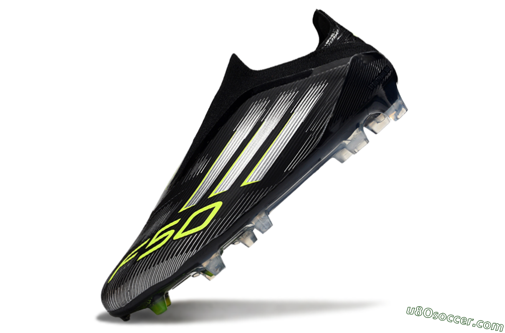 Adidas F50 Elite Laceless FG Firm Ground Soccer Cleats - Black/Silver/Yellow 5