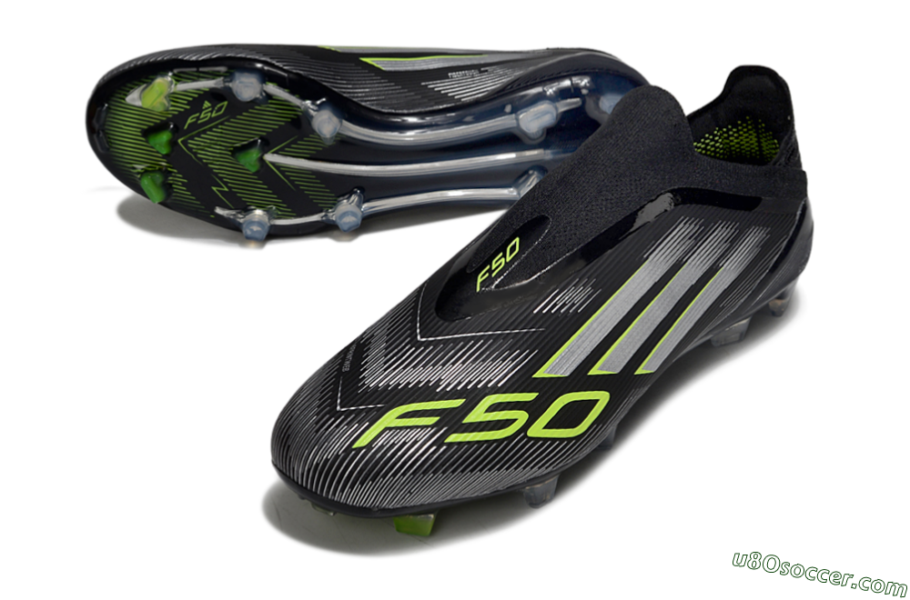 Adidas F50 Elite Laceless FG Firm Ground Soccer Cleats - Black/Silver/Yellow 3