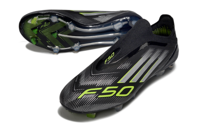 Adidas F50 Elite Laceless FG Firm Ground Soccer Cleats - Black/Silver/Yellow