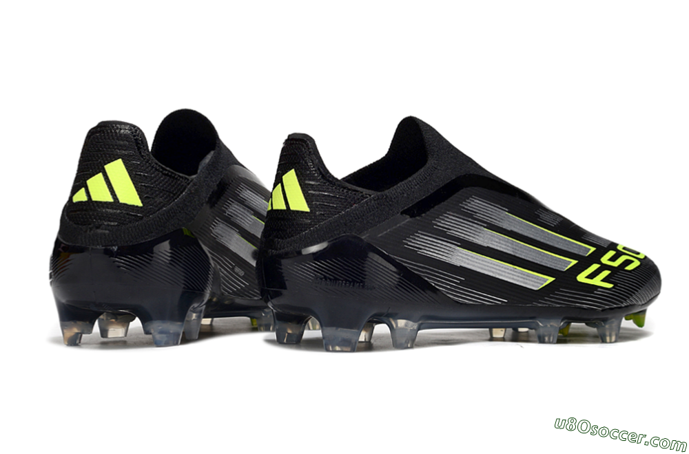 Adidas F50 Elite Laceless FG Firm Ground Soccer Cleats - Black/Silver/Yellow 6