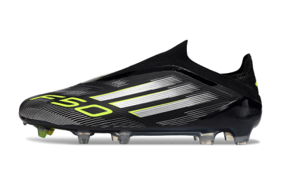 Adidas F50 Elite Laceless FG Firm Ground Soccer Cleats - Black/Silver/Yellow
