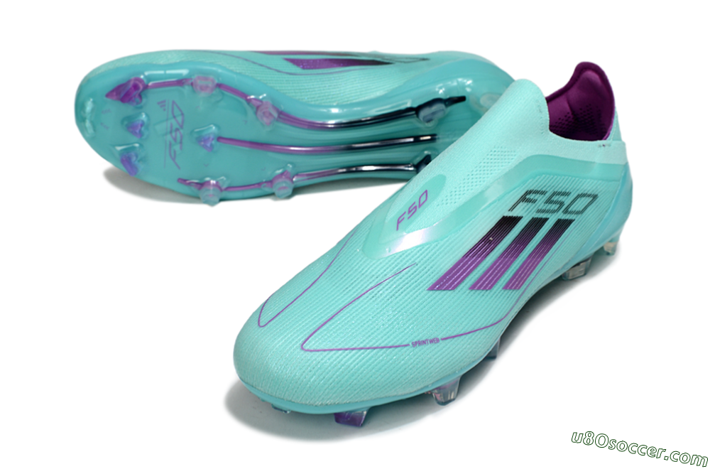 Adidas F50 Elite Laceless FG Firm Ground Soccer Cleats - Jade/Purple/Black 3