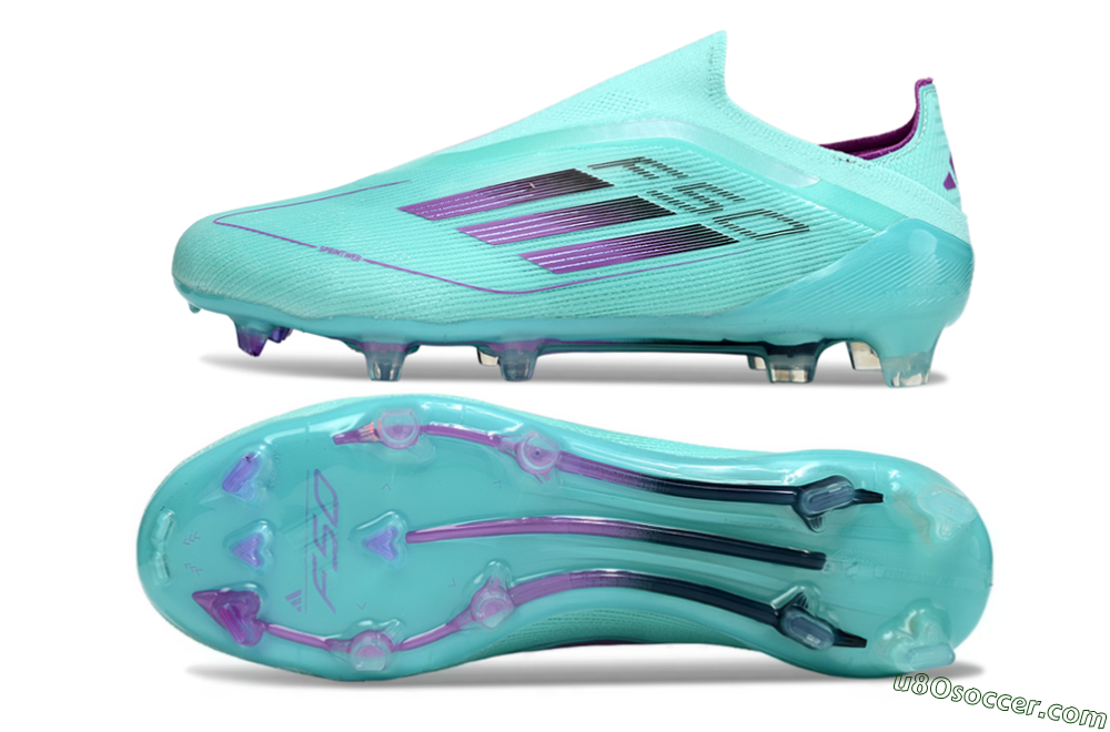 Adidas F50 Elite Laceless FG Firm Ground Soccer Cleats - Jade/Purple/Black 0