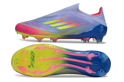 Adidas F50 Elite Laceless FG Firm Ground Soccer Cleats - Blue/Yellow/Red