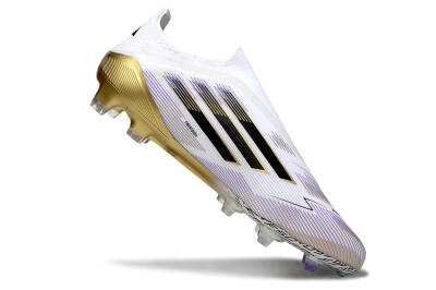 Adidas F50 Elite Laceless FG Firm Ground Soccer Cleats - White/Black/Purple/Gold