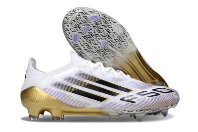 Adidas F50 Elite FG Firm Ground Soccer Cleats - White/Black/Purple/Gold