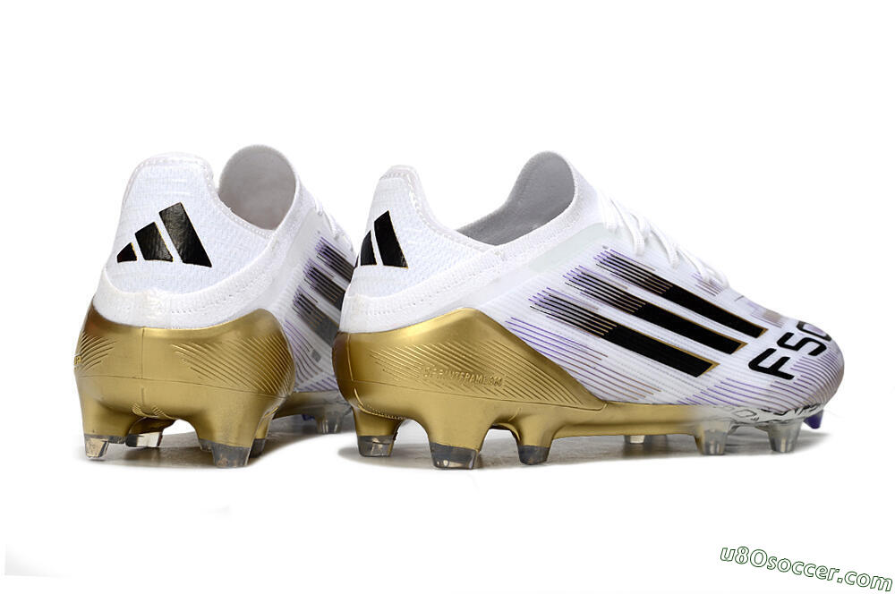 Adidas F50 Elite FG Firm Ground Soccer Cleats - White/Black/Purple/Gold 6
