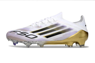 Adidas F50 Elite FG Firm Ground Soccer Cleats - White/Black/Purple/Gold