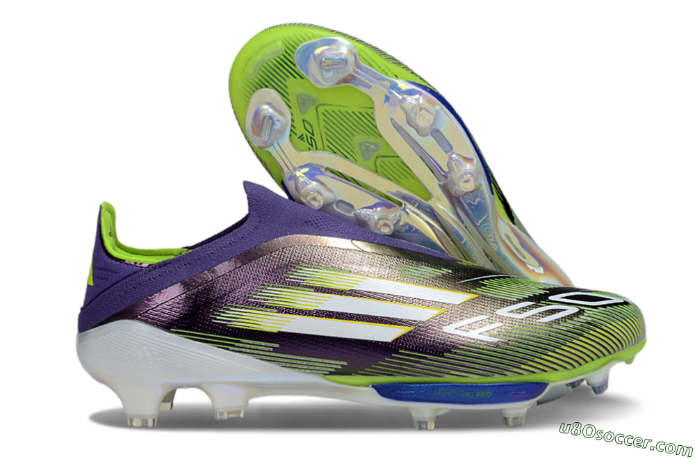 Adidas F50+ Elite Lightstrike Pro Laceless FG Firm Ground Soccer Cleats - Purple/White/Yellow 1