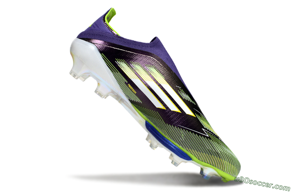 Adidas F50+ Elite Lightstrike Pro Laceless FG Firm Ground Soccer Cleats - Purple/White/Yellow 4