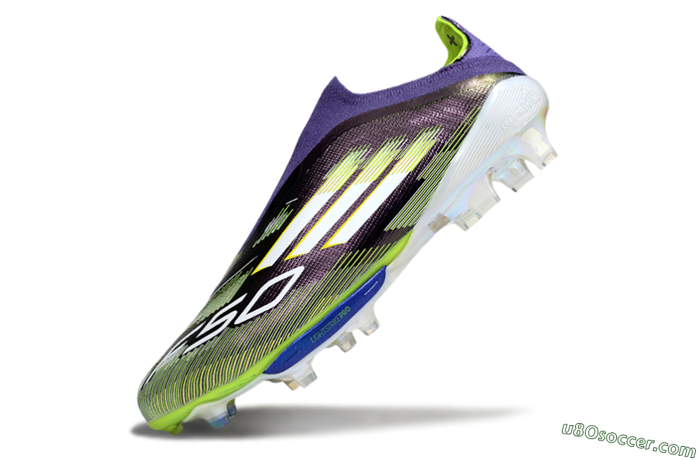 Adidas F50+ Elite Lightstrike Pro Laceless FG Firm Ground Soccer Cleats - Purple/White/Yellow 5