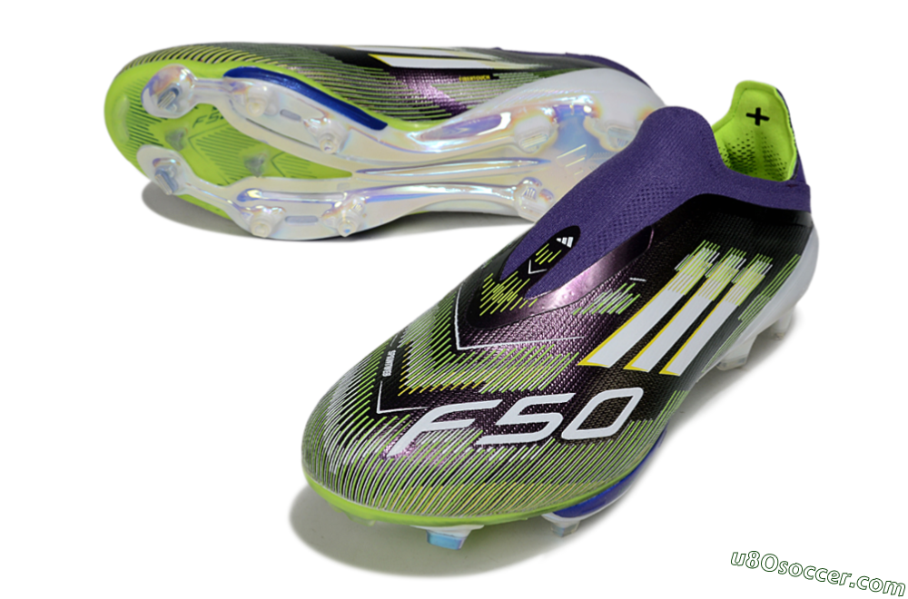 Adidas F50+ Elite Lightstrike Pro Laceless FG Firm Ground Soccer Cleats - Purple/White/Yellow 3