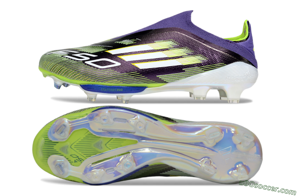 Adidas F50+ Elite Lightstrike Pro Laceless FG Firm Ground Soccer Cleats - Purple/White/Yellow 0