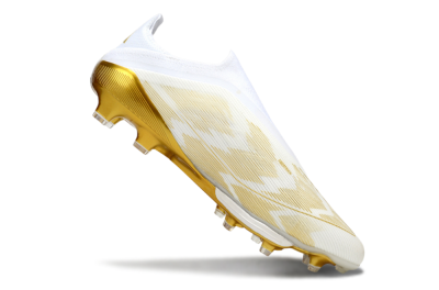 Adidas F50+ Elite Lightstrike Pro Laceless FG Firm Ground Soccer Cleats - White/Gold