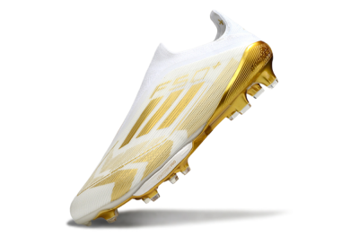 Adidas F50+ Elite Lightstrike Pro Laceless FG Firm Ground Soccer Cleats - White/Gold
