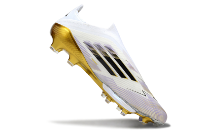 Adidas F50+ Elite Lightstrike Pro Laceless FG Firm Ground Soccer Cleats - White/Black/Gold